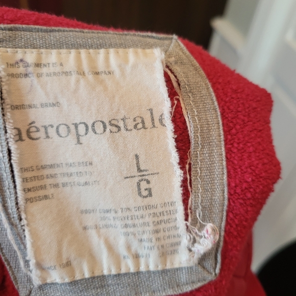 Aeropastale Vintage y2k Red Henley Hoodie Patch Letters  L Retro Y2k Streetwear - Picture 8 of 8